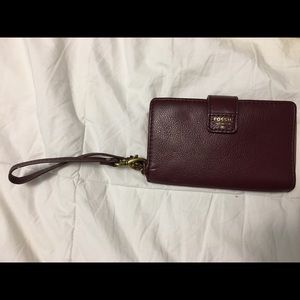 Fossil burgundy wristlet
